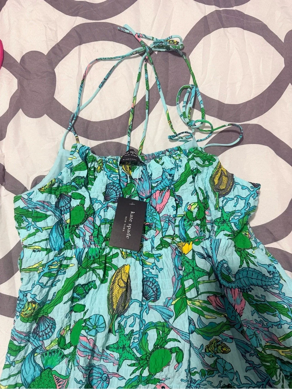 kate spade Light Blue Tropical Fish Print Midi Dress